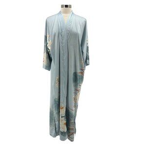 NEW Kim+Ono Womens One Size Robe Floral Blue Lightweight Long Kimono